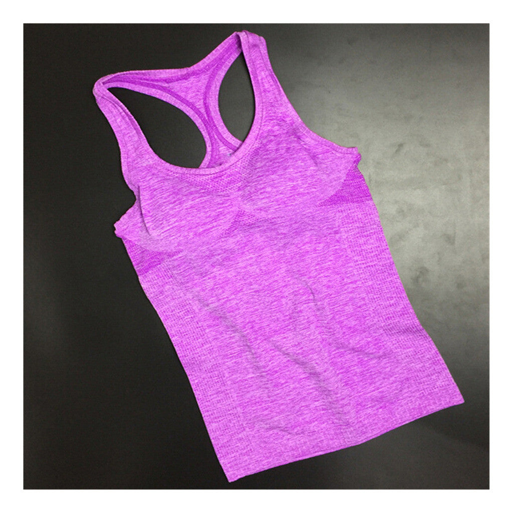 Sports long section vest camisole female running fitness yoga aerobics wicking breathable wicking shirt Purple - Mega Save Wholesale & Retail - 1