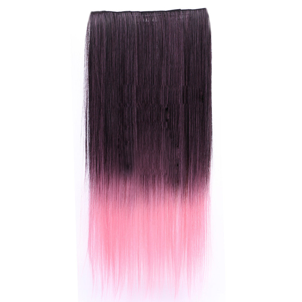 Gradient Ramp Five Cards Hair Extension Wig    dark brown to pink - Mega Save Wholesale & Retail