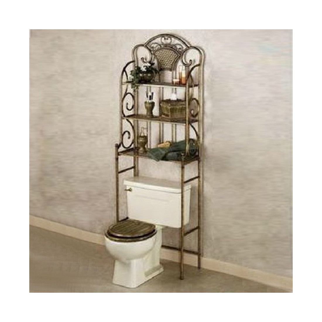 Landmark Taoyuan Court Continental retro multilayer toilet rack toilet toilet shelving factory direct anti-rust   Brown - Mega Save Wholesale & Retail
