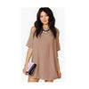 Off-shoulder Short Sleeve Chiffon Dress European Loose Short Skirt brown - Mega Save Wholesale & Retail - 1