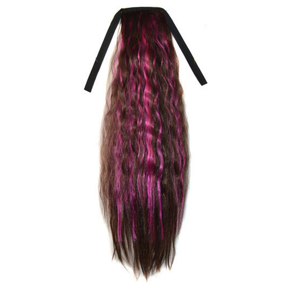 Corn Hot Lace-up Horsetail Gradient Ramp    brown black rose red 4HPINK3#