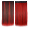 5 Cards Long Straight Hair Extension Wig    dark brown with bright red