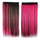 5 Cards Long Straight Hair Extension Wig    dark brown with pink