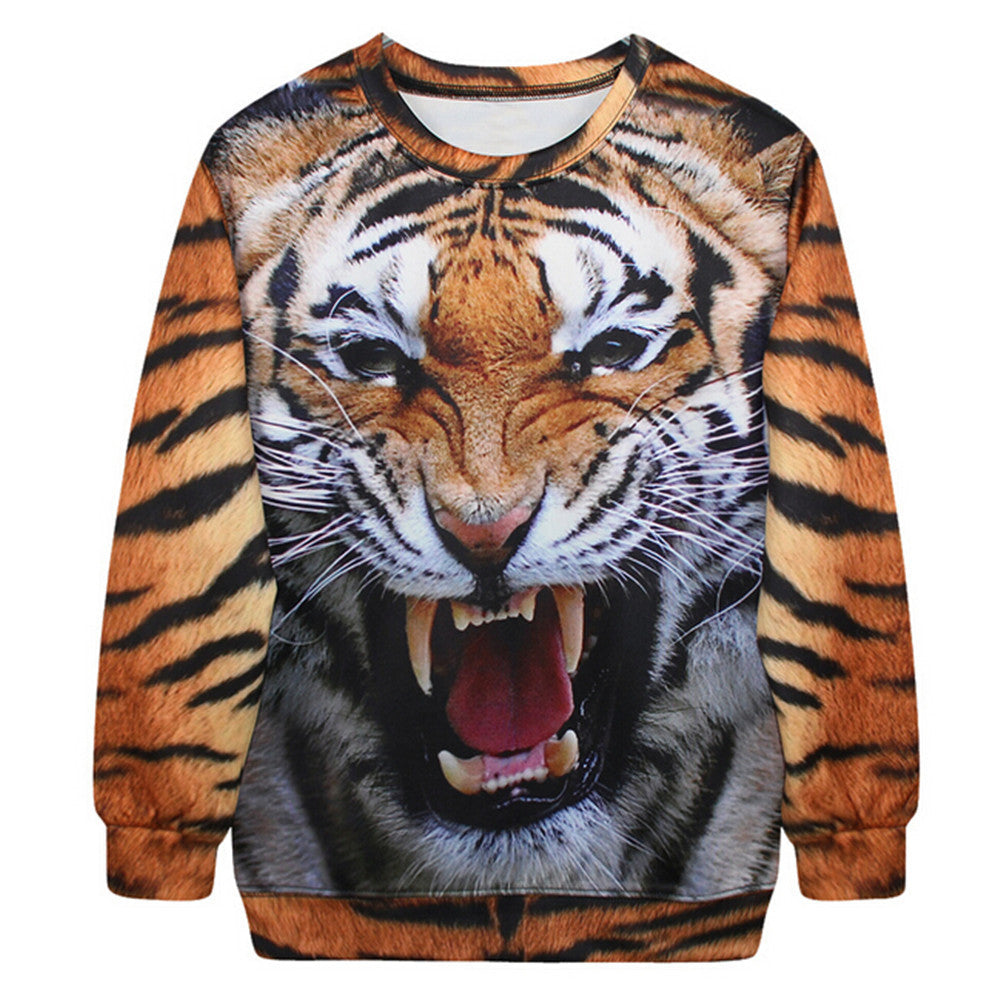 Womens Mens 3D Print Realistic Space Galaxy Animals Hoodie Sweatshirt Top Jumper tiger - Mega Save Wholesale & Retail