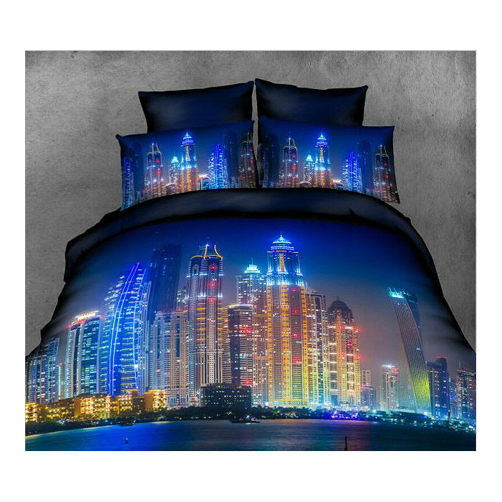 3D Flower Queen King Size Bed Quilt/Duvet Sheet Cover 4PC Set Cotton Sanded 035 - Mega Save Wholesale & Retail