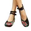 Chinese Embroidered Floral Shoes Women Ballerina Mary Jane Flat Ballet Cotton Loafer Black - Mega Save Wholesale & Retail - 1