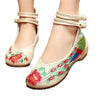 Chinese Embroidered Shoes Women Ballerina  Cotton Elevator shoes Double Pankou White - Mega Save Wholesale & Retail - 1