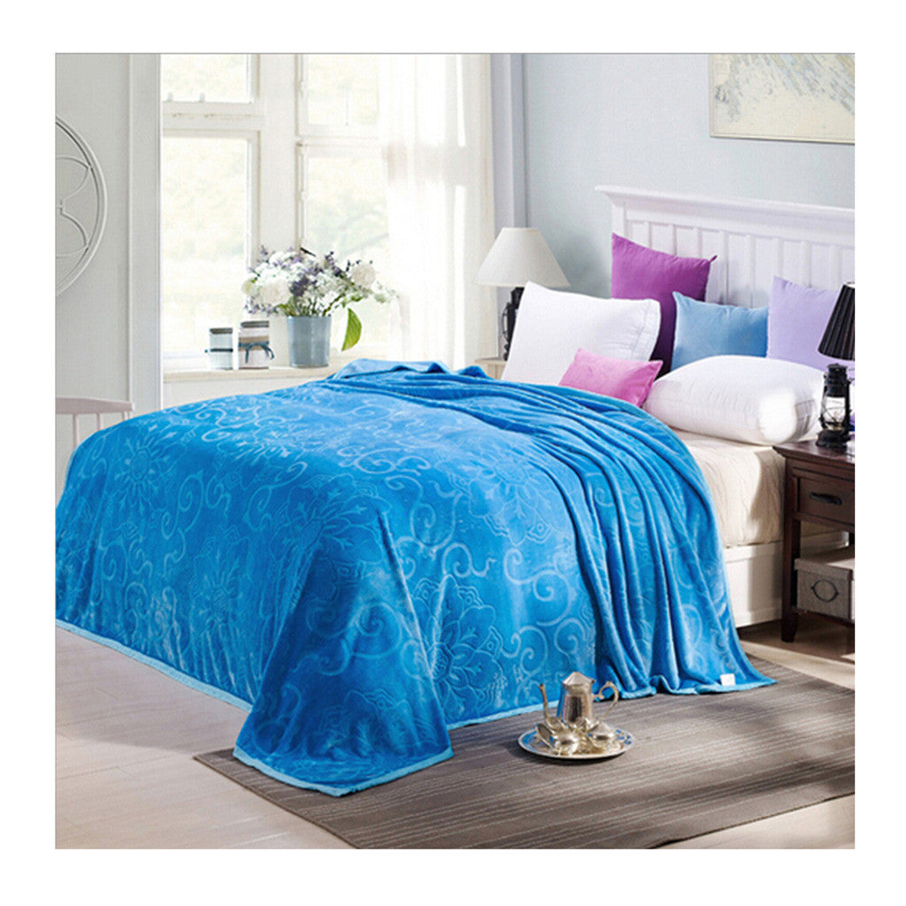 Clipped Pattern Blanket Bedding Throw Fleece Super Soft Warm Value sky blue 180 - Mega Save Wholesale & Retail
