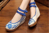 Chinese Mary Jane Shoes in Beautiful Blue Embroidery & Ankle Straps with Floral Patterns - Mega Save Wholesale & Retail - 2