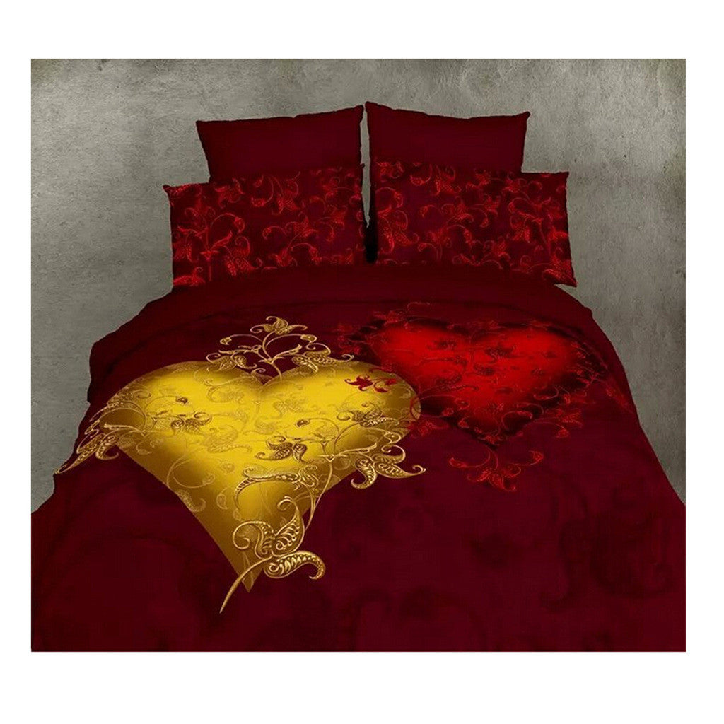 Cotton Active floral 3D printing Quilt Duvet Sheet Cover Sets 4PC Set 05 - Mega Save Wholesale & Retail