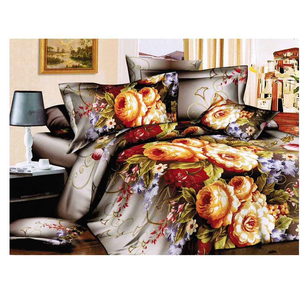 3D Active Printing Bed Quilt Duvet Sheet Cover 4PC Set Upscale Cotton 020 - Mega Save Wholesale & Retail