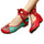 Chinese Embroidered Flat Ballet Ballerina Cotton Mary Jane Ladies Shoes for Women in Red & Green Floral Design - Mega Save Wholesale & Retail - 1