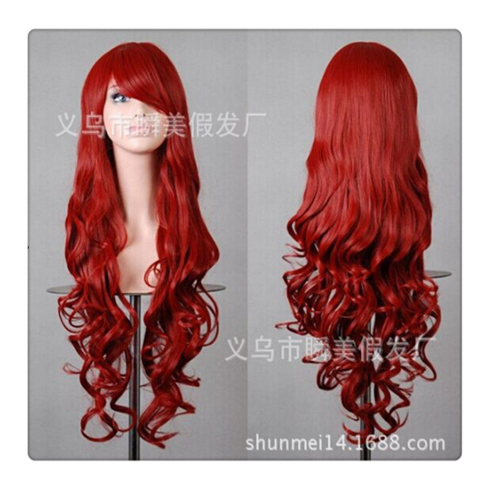 Women New Fashion Women Girl 80cm Wavy Curly Long Hair Full Cosplay Party Sexy Lolita wig  bright red - Mega Save Wholesale & Retail