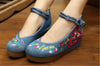 Chinese Embroidered Shoes Women Ballerina  Cotton Elevator shoes embroidered fan Blue - Mega Save Wholesale & Retail - 2