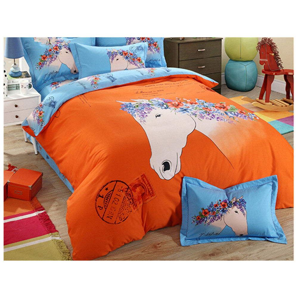 Bed Quilt Duvet Sheet Cover 4PC Set Upscale Cotton Sanded simple but elegant  002 - Mega Save Wholesale & Retail