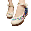 Chinese Embroidered Shoes Women Ballerina  Cotton Elevator shoes embroidered fan White - Mega Save Wholesale & Retail - 1