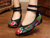 Chinese Embroidered Ballerina Women Elevator Shoes in Double Pankou Black Ankle Straps & Bird Patterns - Mega Save Wholesale & Retail - 2