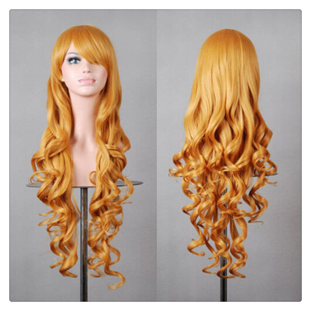 Women New Fashion Women Girl 80cm Wavy Curly Long Hair Full Cosplay Party Sexy Lolita wig  golden - Mega Save Wholesale & Retail
