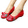 Vintage Embroidered Flat Ballet Ballerina Cotton Mary Jane Chinese Shoes for Women in Red Floral Design - Mega Save Wholesale & Retail - 1