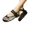 Chinese Embroidered Floral Shoes Women Ballerina Mary Jane Flat Ballet Cotton Loafer Black - Mega Save Wholesale & Retail - 1