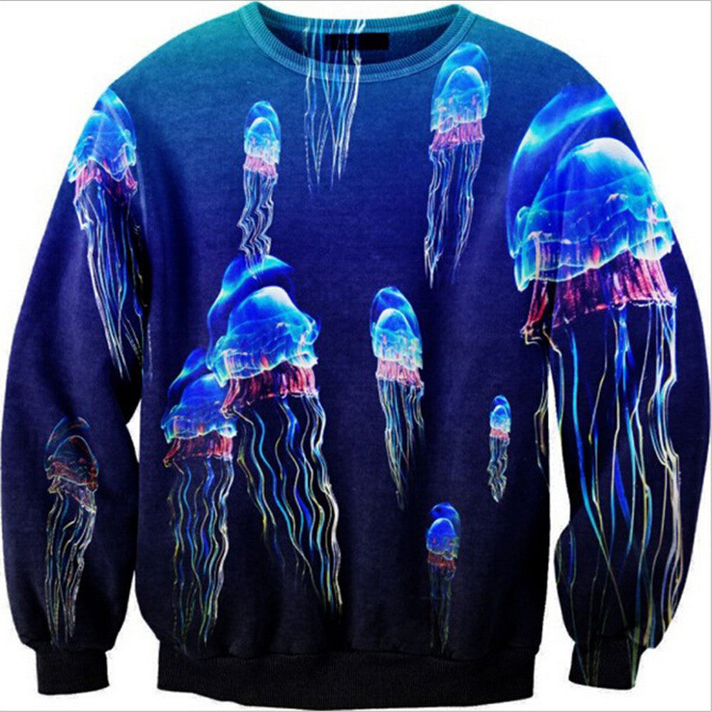 Womens Mens 3D Print Realistic Space Galaxy Animals Hoodie Sweatshirt Top Jumper jellyfish - Mega Save Wholesale & Retail