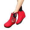 Chinese Velvet Red Elevator Tall Embroidered Boots for Women in Colorful Floral Designs - Mega Save Wholesale & Retail - 1
