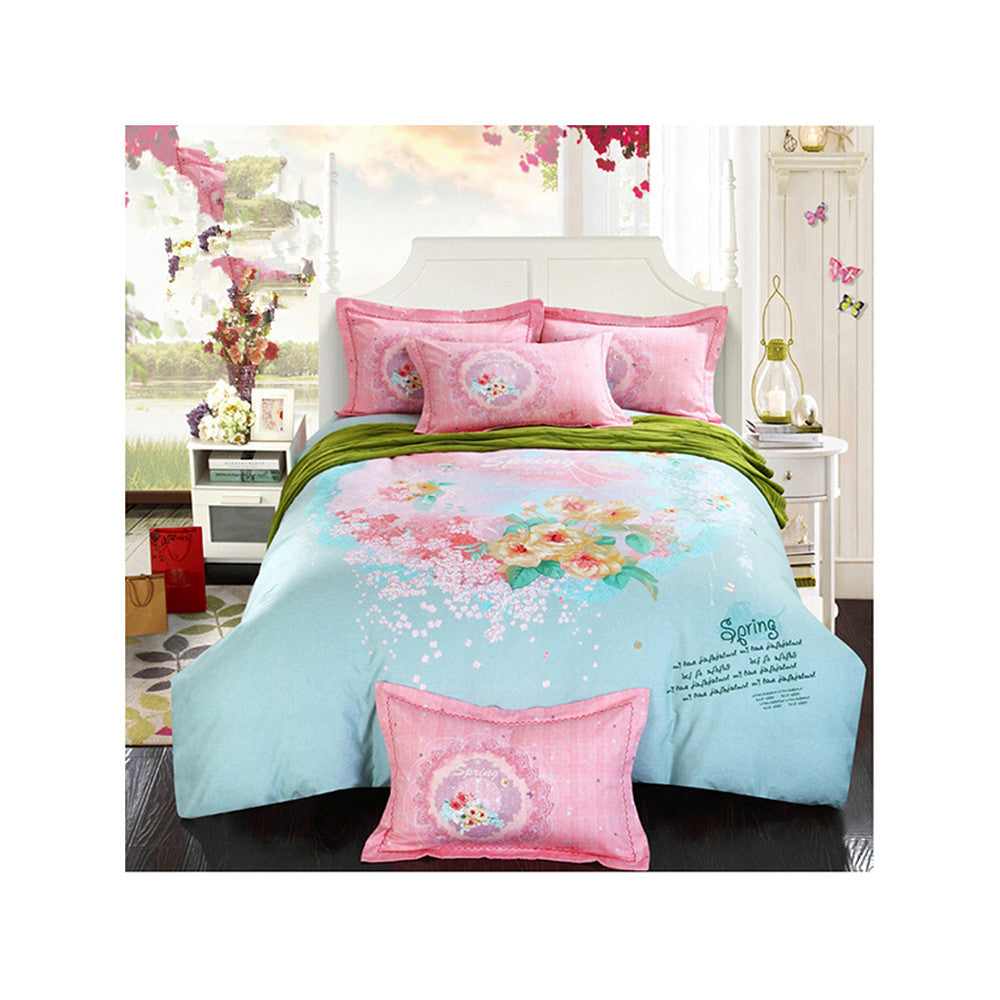 Bed Quilt Duvet Sheet Cover 4PC Set Upscale Cotton Sanded simple but elegant  006 - Mega Save Wholesale & Retail