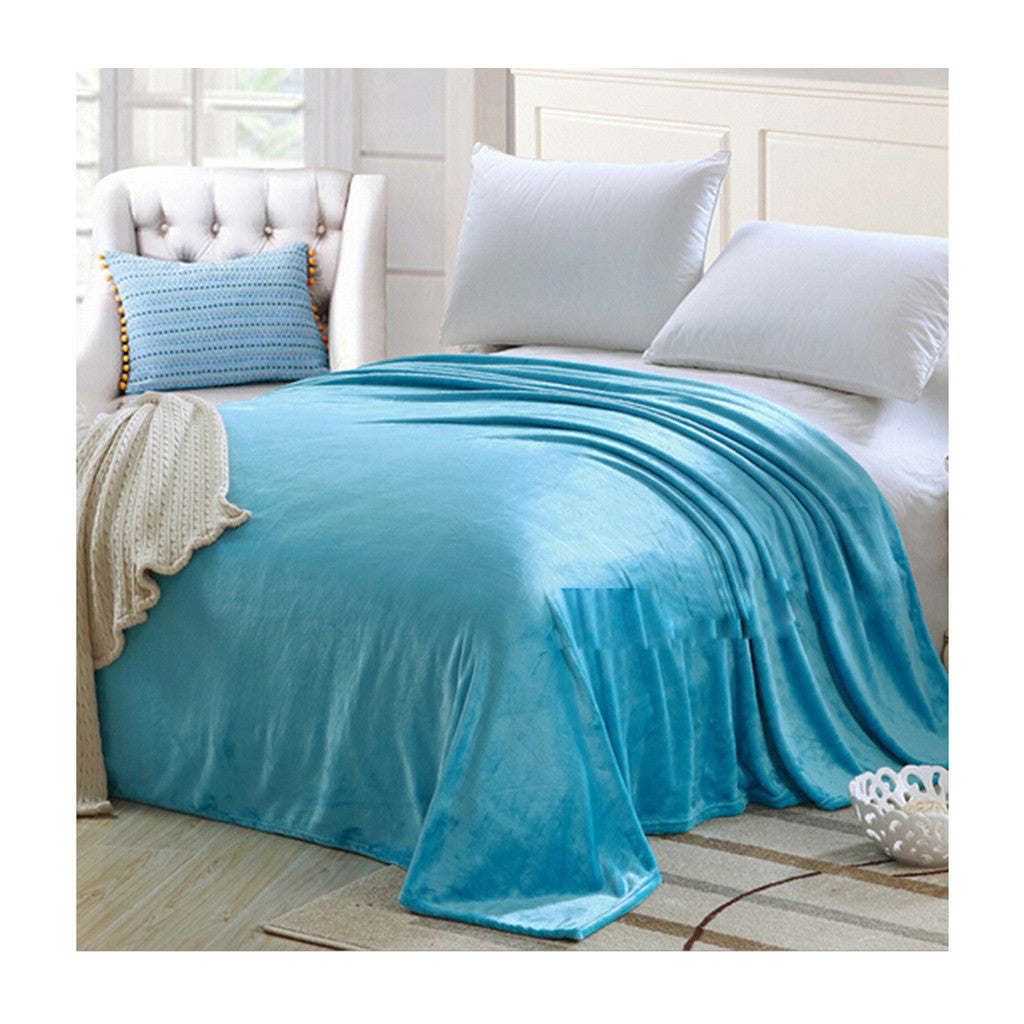 Plush Soft Queen Soild Color Micro fleece Bed Throw Blanket  Blue - Mega Save Wholesale & Retail