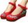 Traditional Embroidered Elevator Ballerina Chinese Mary Jane Shoes in Cotton Red Folding Fan Design - Mega Save Wholesale & Retail - 1