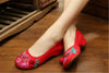 Chinese Embroidered Floral Shoes Women Ballerina Mary Jane Flat Ballet Cotton Loafer Red - Mega Save Wholesale & Retail - 2