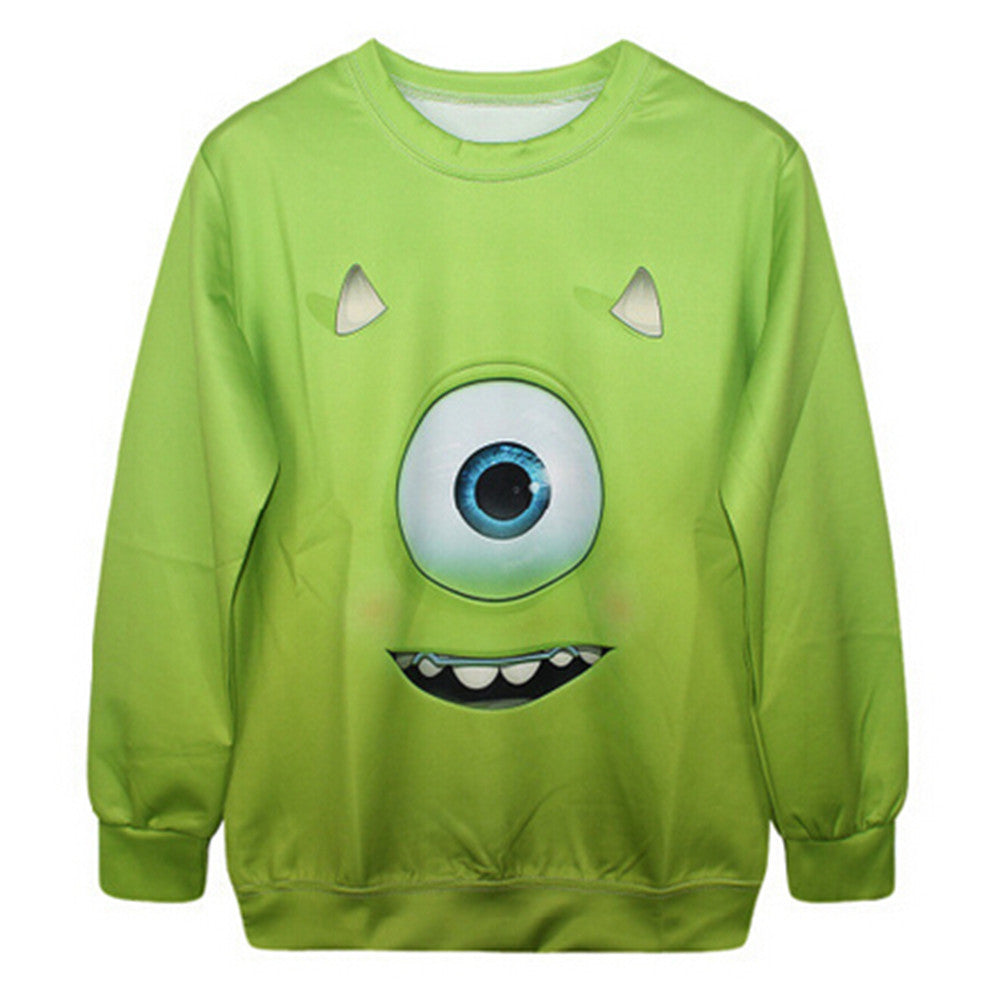 Womens Mens 3D Print Realistic Space Galaxy Animals Hoodie Sweatshirt Top Jumper Monocular monster - Mega Save Wholesale & Retail