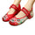 Chinese Embroidered Flat Ballet Ballerina Cotton Mary Jane Women loafer shoes in Ravishing Red Floral Design - Mega Save Wholesale & Retail - 1