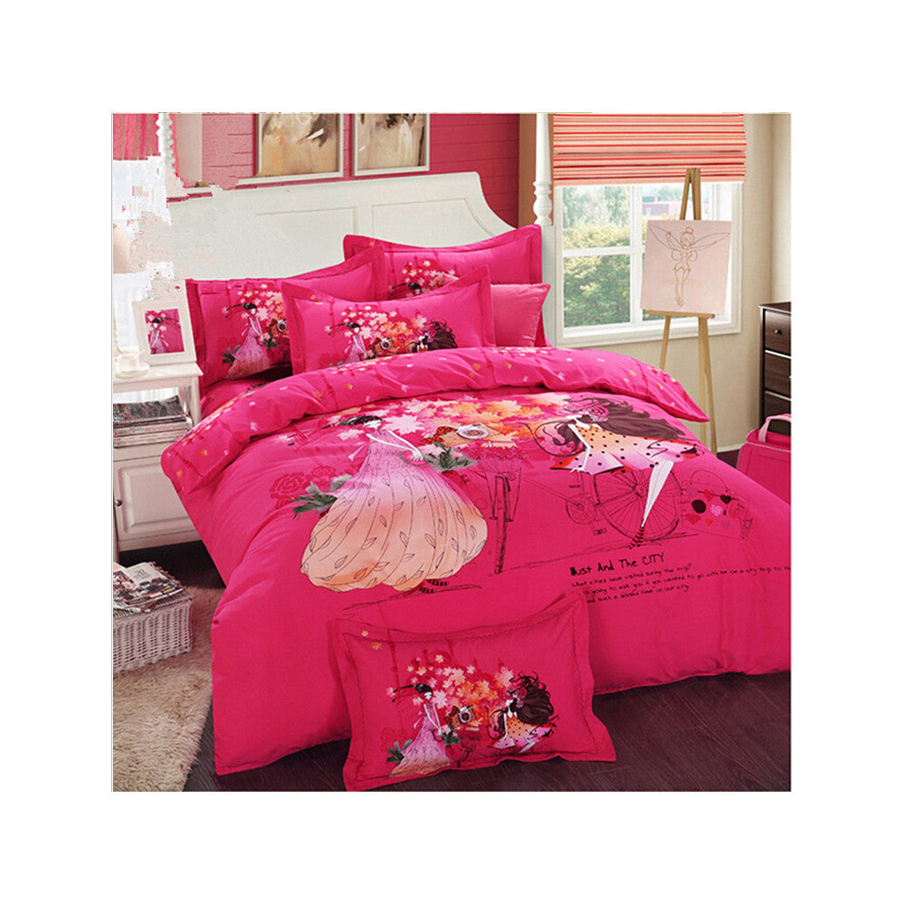 Bed Quilt Duvet Sheet Cover 4PC Set Upscale Cotton Sanded simple but elegant  025 - Mega Save Wholesale & Retail