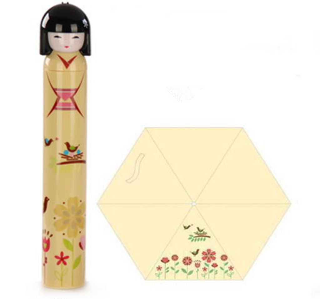 Cute Japanese kimono geisha Doll Folding Umbrella anti UV RAIN umbrella unique Pink Flower - Mega Save Wholesale & Retail - 5