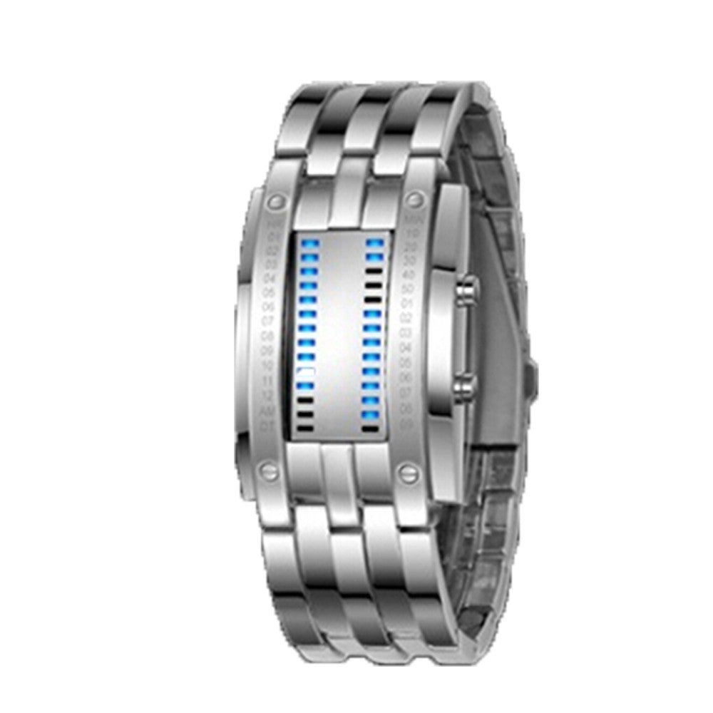 Deep Waterproof Creative Date Digital LED Luminous steel Men Women Bracelet Fashion Chic Watch Silver Men - Mega Save Wholesale & Retail - 1