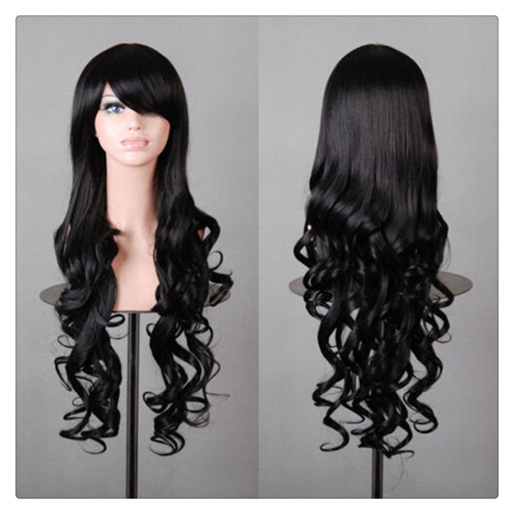 Women New Fashion Women Girl 80cm Wavy Curly Long Hair Full Cosplay Party Sexy Lolita wig  Black - Mega Save Wholesale & Retail