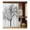 Black Tree White Fabric Bathroom Shower Curtain Polyester with 12 Hooks - Mega Save Wholesale & Retail