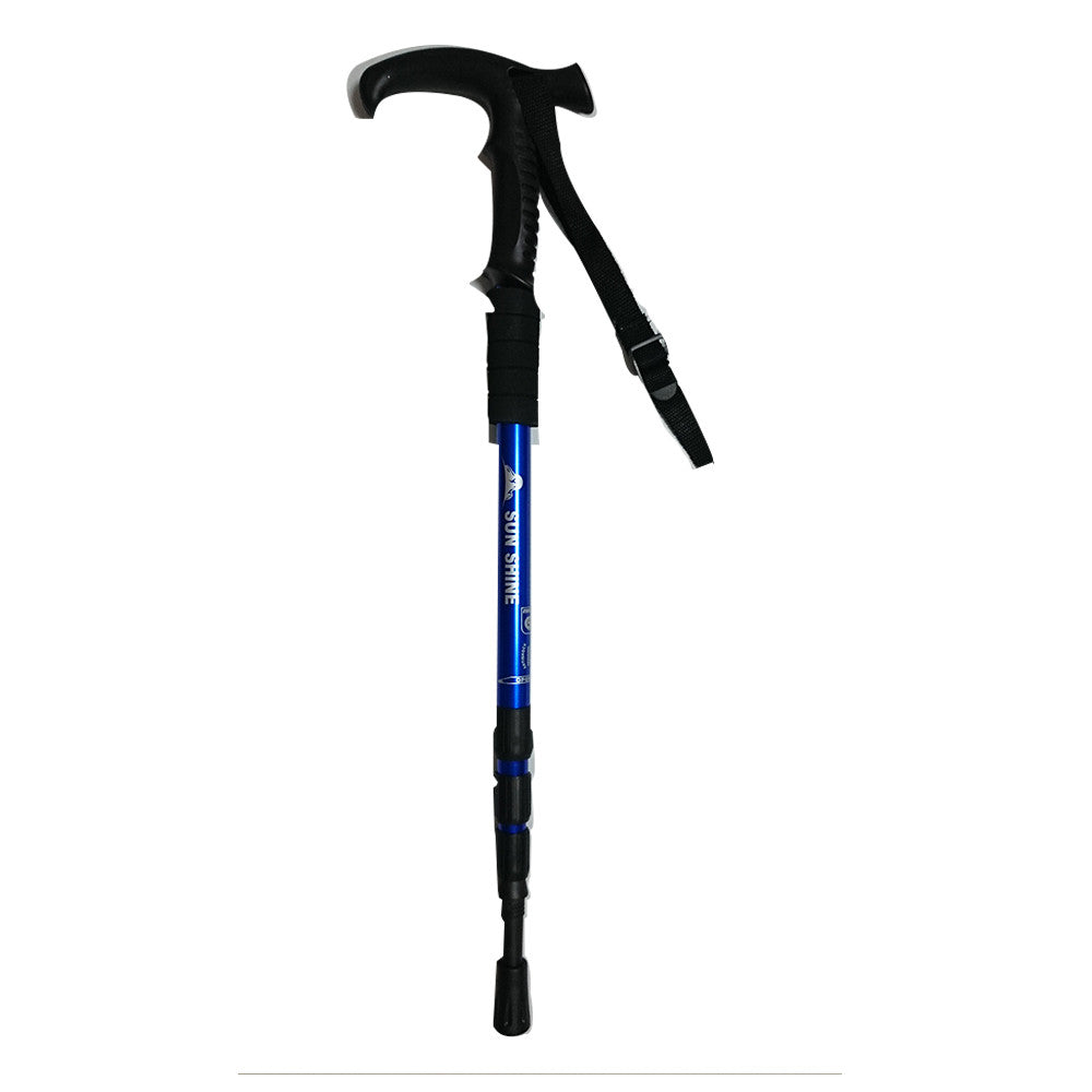 Sunshine Telescopic Anti-shock Aluminium Trekking Walking Cane Stick Alpenstock Blue - Mega Save Wholesale & Retail - 1