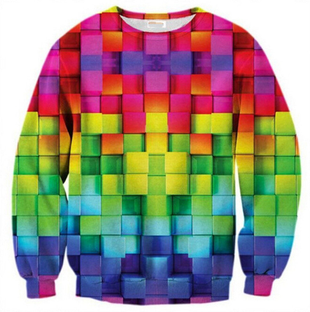 Womens Mens 3D Print Realistic Space Galaxy Animals Hoodie Sweatshirt Top Jumper Color grid - Mega Save Wholesale & Retail