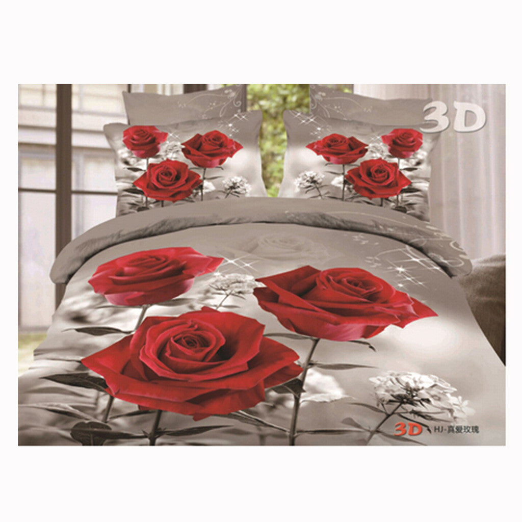 3D Queen King Size Bed Quilt/Duvet Sheet Cover Cotton reactive printing 4pcs  64 - Mega Save Wholesale & Retail