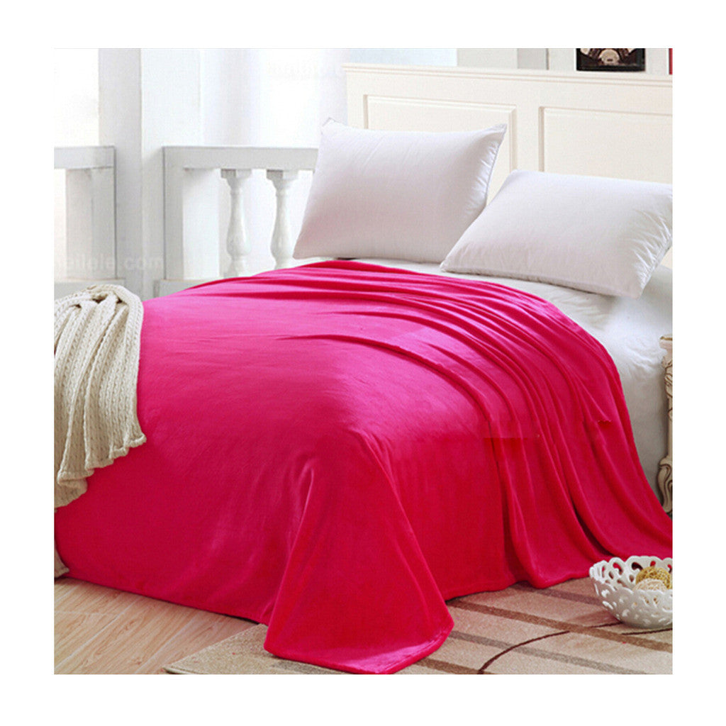 Plush Soft Queen Soild Color Micro fleece Bed Throw Blanket  Rose Red - Mega Save Wholesale & Retail