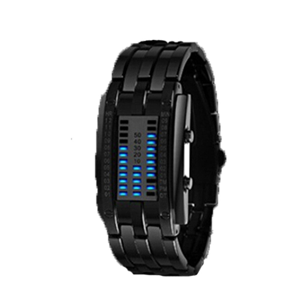 Deep Waterproof Creative Date Digital LED Luminous steel Men Women Bracelet Fashion Chic Watch Black Men - Mega Save Wholesale & Retail - 1