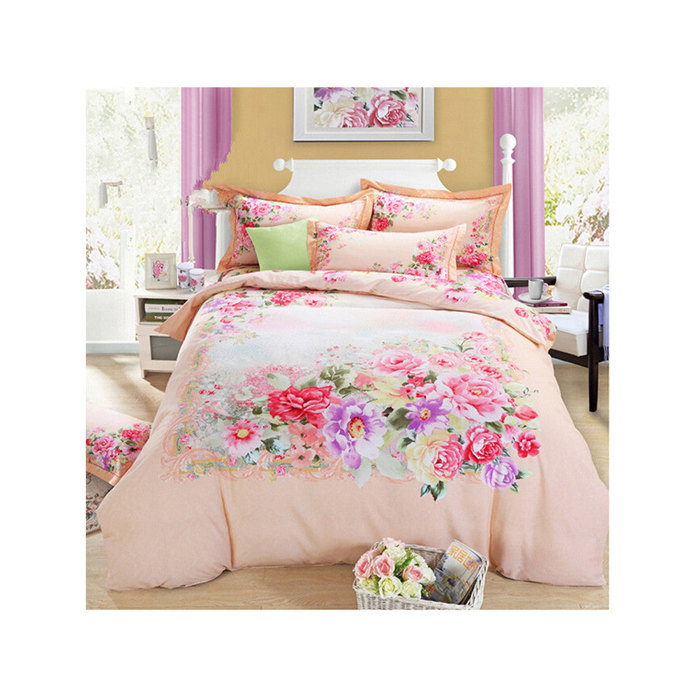 Bed Quilt Duvet Sheet Cover 4PC Set Upscale Cotton Sanded simple but elegant  016 - Mega Save Wholesale & Retail