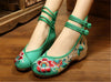 Chinese Embroidered Floral Shoes Women Ballerina Mary Jane Flat Ballet Cotton Loafer Green - Mega Save Wholesale & Retail - 4