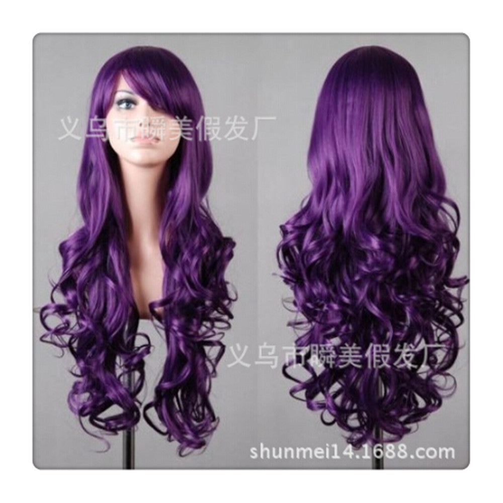Women New Fashion Women Girl 80cm Wavy Curly Long Hair Full Cosplay Party Sexy Lolita wig  Deep purple - Mega Save Wholesale & Retail