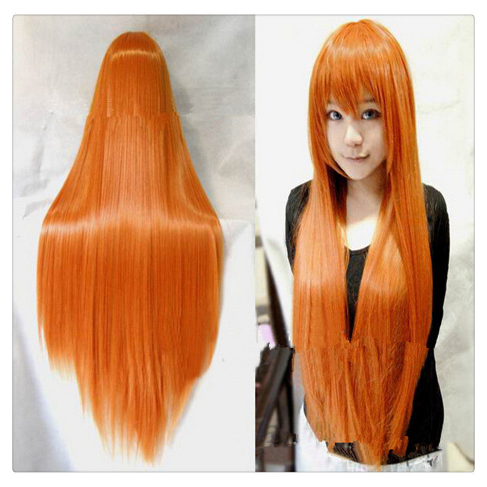 Women Fashion 100CM/39" Long straight Cosplay Fashion Wig heat resistant resistant Hair Full Wigs  Orange - Mega Save Wholesale & Retail
