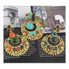 Ethnic Colorful Alloy diamond crescent earrings   COFFEE+BLUE - Mega Save Wholesale & Retail - 3