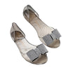 Bowknot Rhinestone Sandals Flat Jelly Shoes Beach Peep-toe  black  35 - Mega Save Wholesale & Retail
