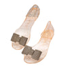 Bowknot Rhinestone Sandals Flat Jelly Shoes Beach Peep-toe  champagne  35 - Mega Save Wholesale & Retail