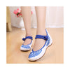 Old Beijing Cloth Shoes National Style Woman Shoes Cowhells Sole Slipsole Phoenix Tail Rhinestone Embrooidered Shoes Square Dance Shoes blue - Mega Save Wholesale & Retail - 1